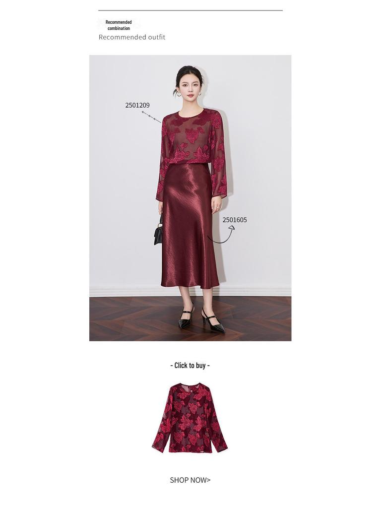 High-Grade Gilded Satin Drape Skirt - Luxury Celebrity Style for Women, Spring Collection