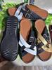 2025 Summer Women's Wedge Flip Flops: Cross Strap, Leather Buckle, Thick Sole, Color Block Sandals, Large Size