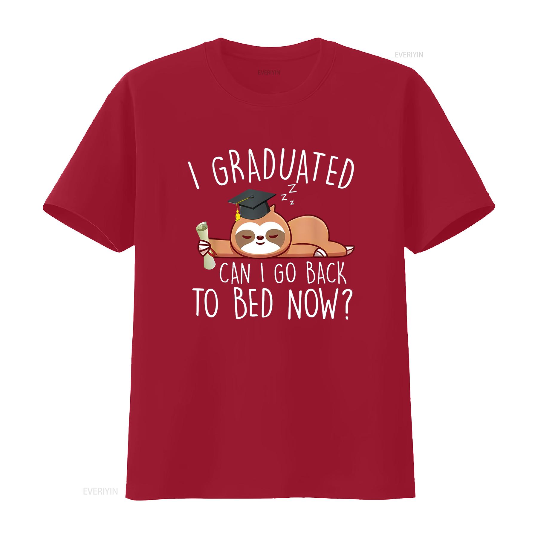 I Graduated Can Go Back To Bed Now T Shirt Funny Graduation vintage Washed Soft Stretched homme streetwear Breathable fashion S