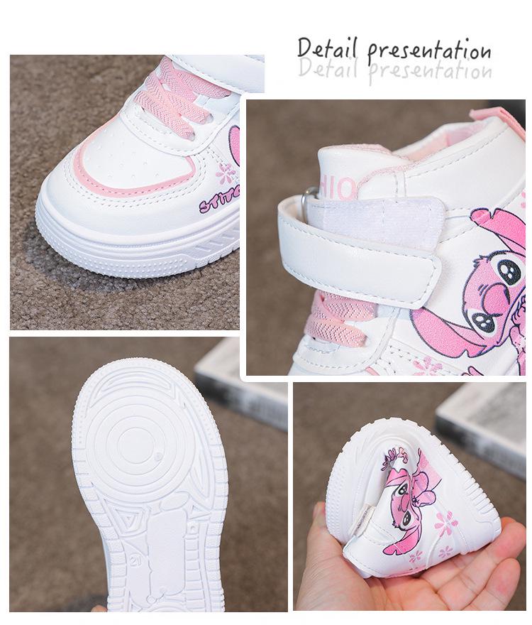 Atmungsaktive High-Top Cartoon-Skateschuhe für Kleinkinder und Mädchen, Leichte und lässige weiße Sneaker