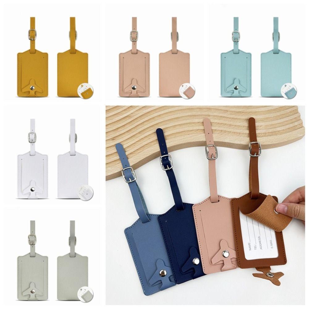 Durable PU Leather Luggage Tag Anti Lost Airplane Buckle Suitcase Label Flip Cover Thickened Boarding Pass Luggage