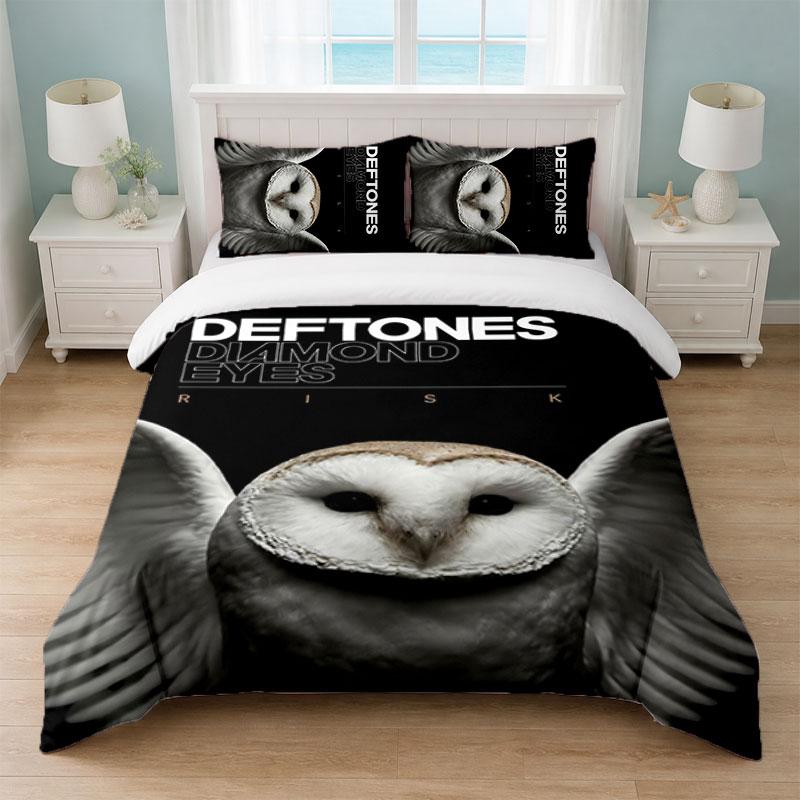 Deftones Schlafzimmer 3-teiliges Bettwäsche-Set Weiches Bettlaken Kissenbezüge Heim-Bettwäsche Dekoration