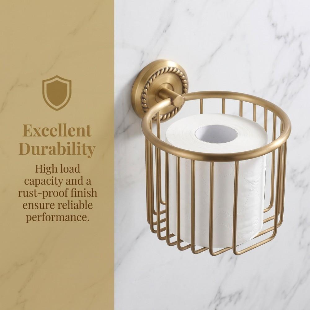 Copper Toilet Paper Rack Hollow Out Tissue Roll Basket Tissue Dispenser Home Apartment Dorm