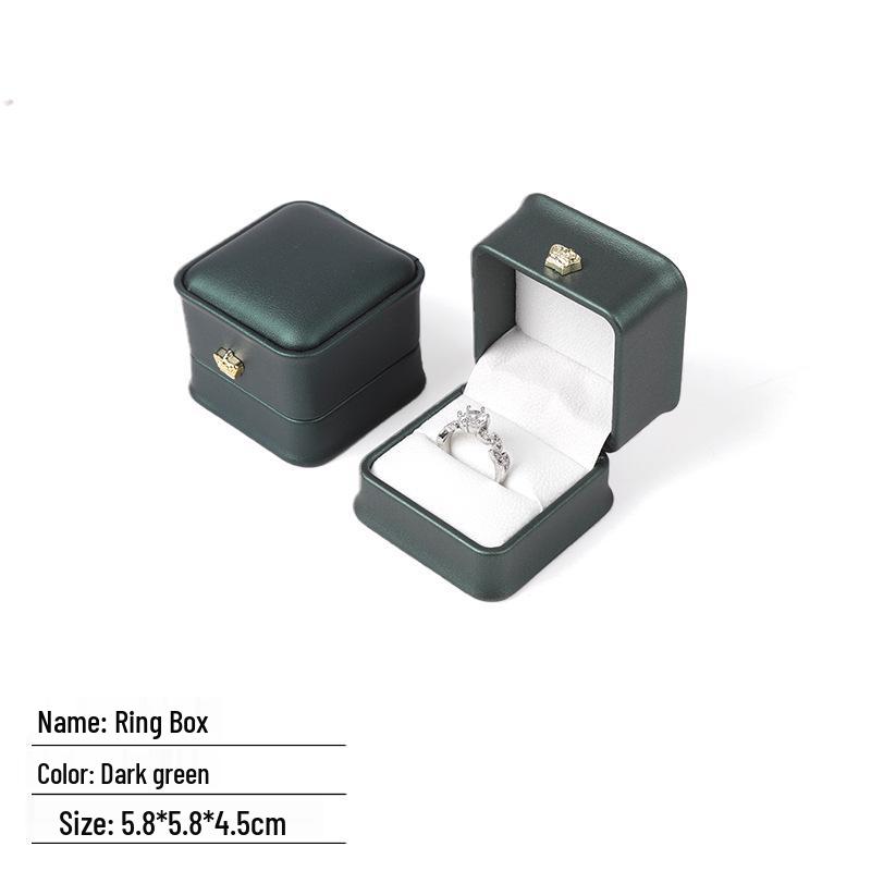

Dark Green PU Leather Necklace & Pendant Packaging Box with Crown Design