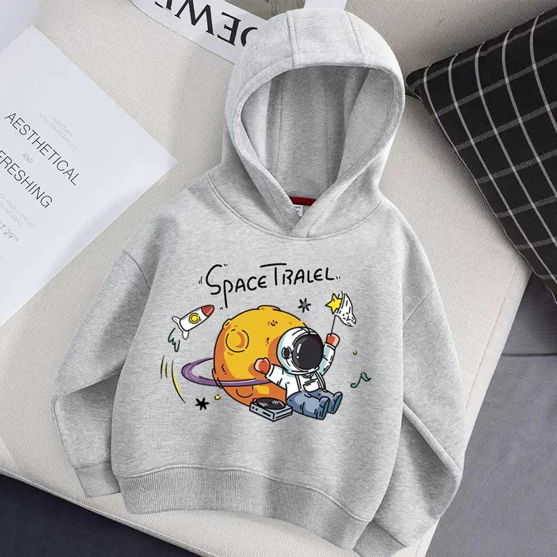 Children's Sweater Astronaut Cartoon Print Hoodie Girl Winter Clothing Long-sleeved Coat Children's Sweatshirt