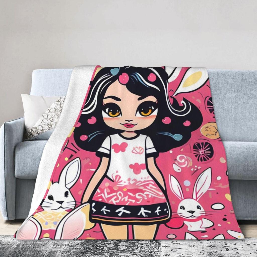 Bunny GirlSherpa Blanket Warm Blankets for Sunmer Super Soft Fuzzy Flannel  Like Reversible Velvet Plush Couch Blanket Lightweight