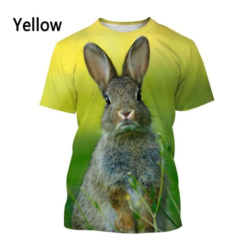 Fashion Animal Rabbit 3D Printed T-shirt Men's and Women's Summer Casual Short Sleeve Crewneck Shirt Top
