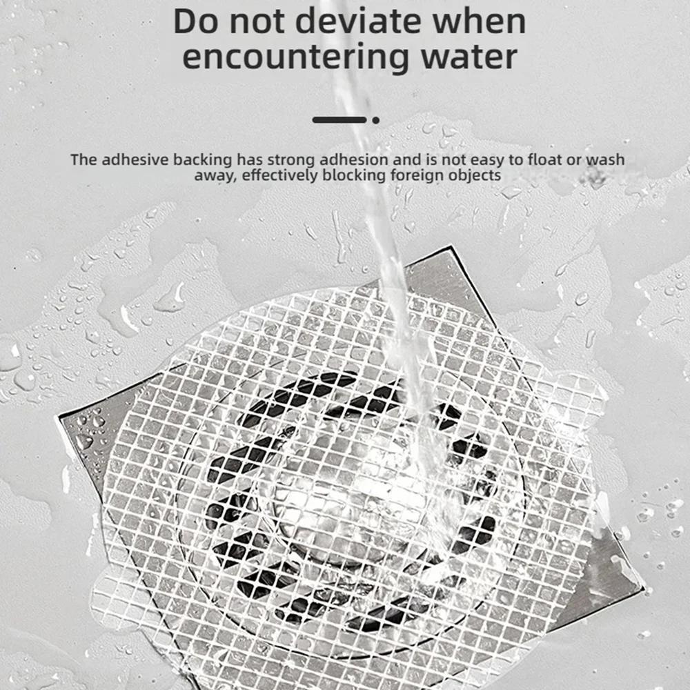 10PCS Disposable Shower Drain Hair Catcher Mesh Stickers Bathroom Hair Filter Net Anti-blocking Kitchen Drain Cover Stickers