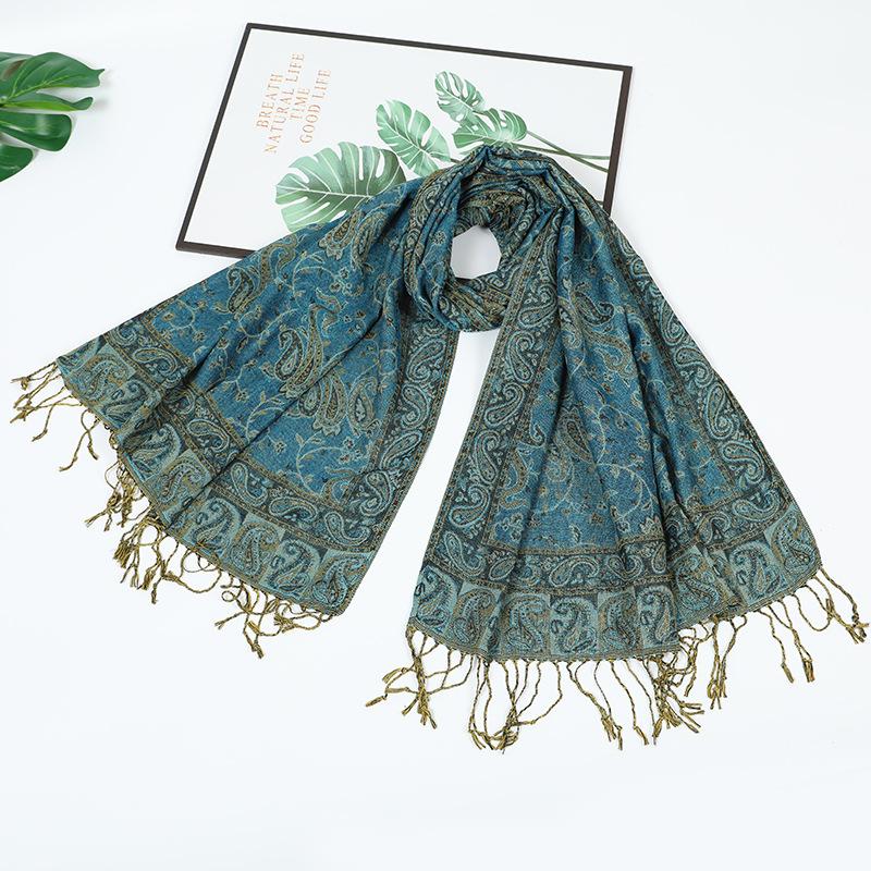 New women's jacquard long towel with shawl cashew nut summer sunscreen shawl scarf autumn and winter long towel