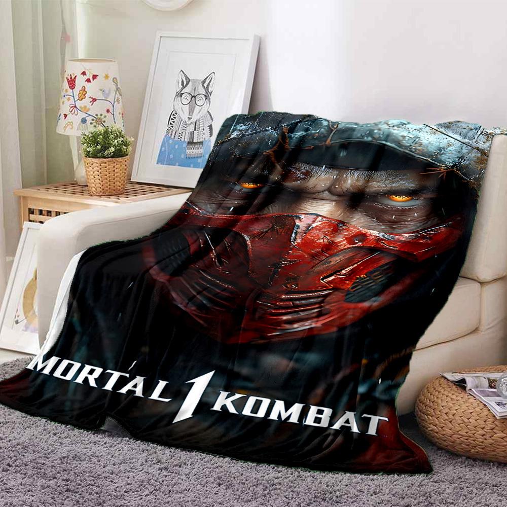 1pc Mortal Kombat Blanket Lightweight Flannel Throw For Sofa, Bed, Travel, Camping, Livingroom, Office, Couch, Chair, And Bed