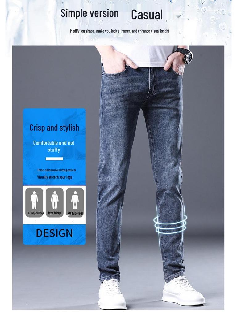 Herren Romon Slim Fit Leichte Jeans - Herbsttrend, Elastische Gerade Hose