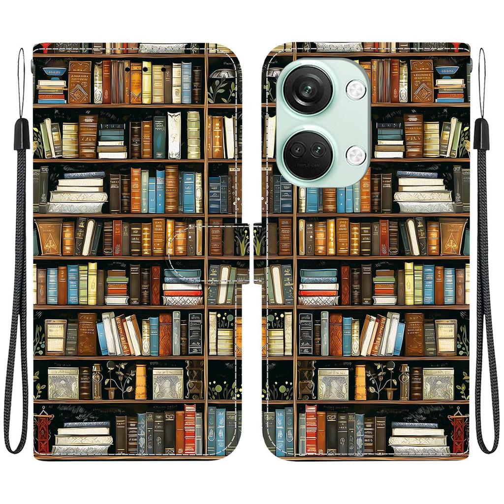 Handmade PU Leather Flip Case for OnePlus Nord 3 / OnePlus Ace 2V Anti-Slip Shockproof Cover with Wrist Strap & Heart/Rose Cat Designs