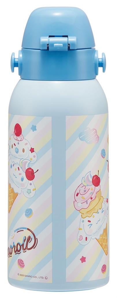 Skater Water Direct Sanrio Fancy Snacks Stainless Sports Water Children's Bottle, 600ml, Drinking, Cinnamoroll, & Weets, Girls', Insulated, Steel,