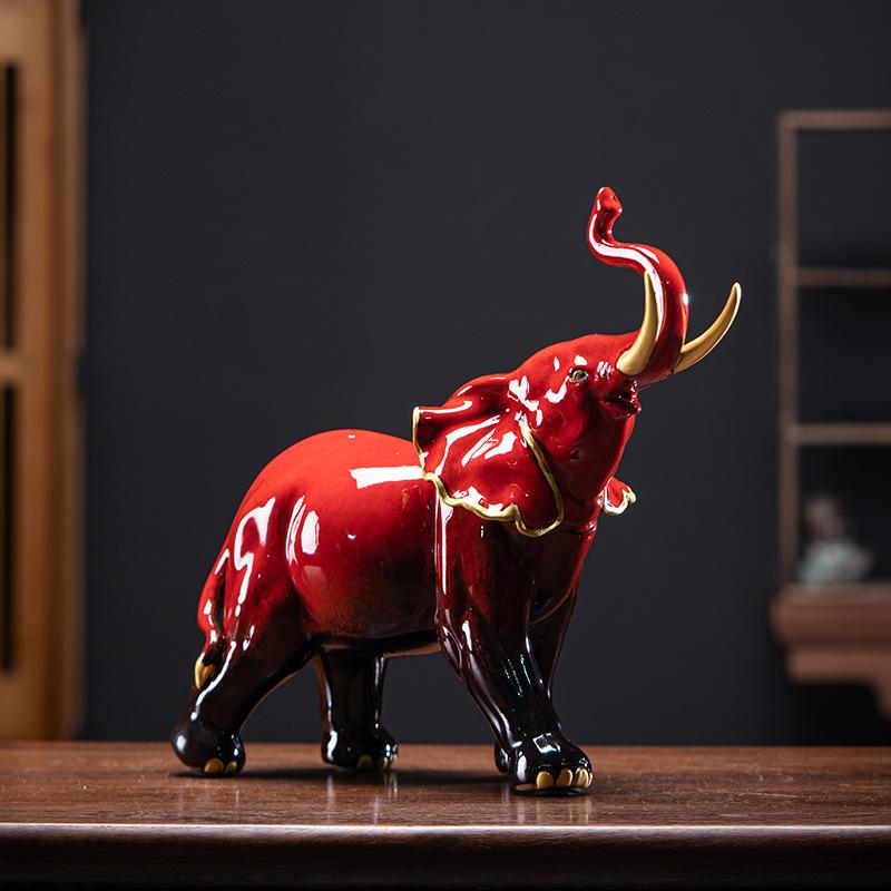 Feng Shui Keramik kreative Elefantenornamente für Wohnzimmer zu Hause, TV-Schränke, Weinschränke, Dekorationsartikel und Geschenke für