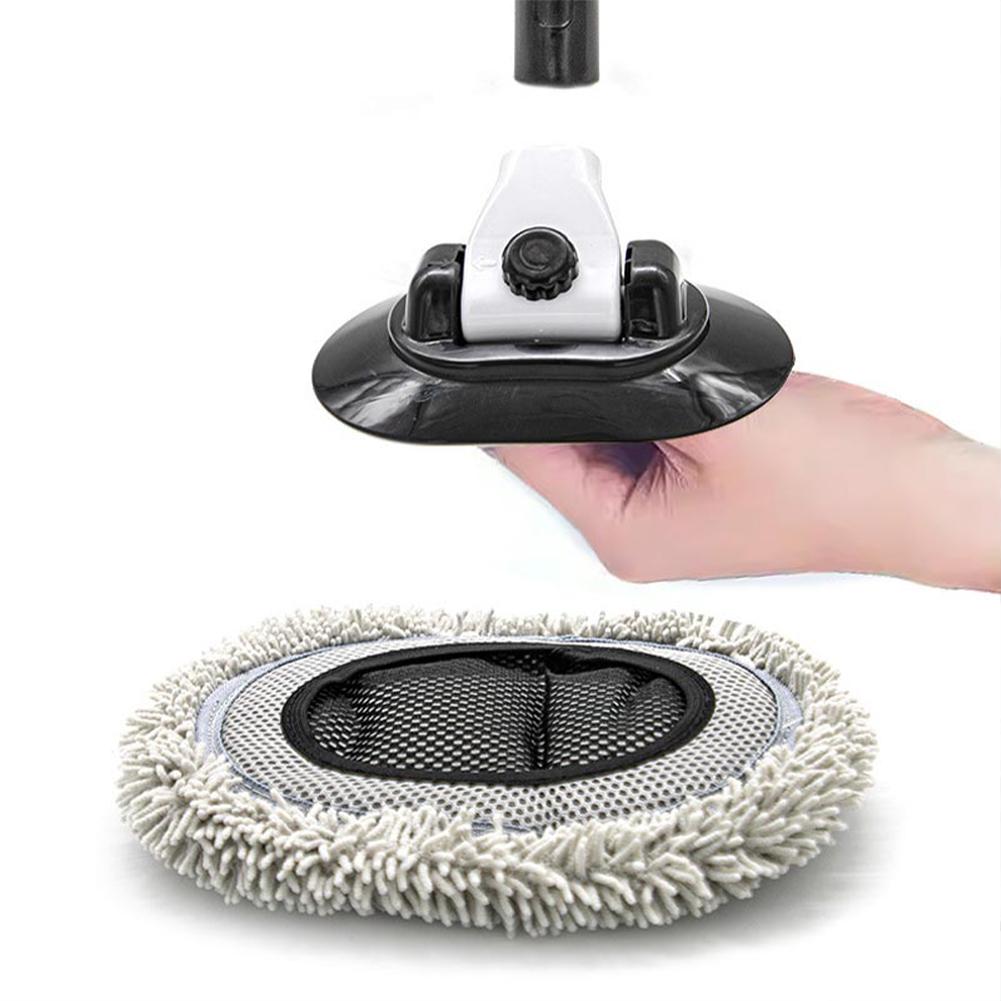 15 ° gebogene Autowaschbürste mit teleskopischem Griff aus Aluminiumlegierung, weicher Chenille-Mikrofaser, kratzfreier Reinigungsmopp für Wohnmobile und Boote