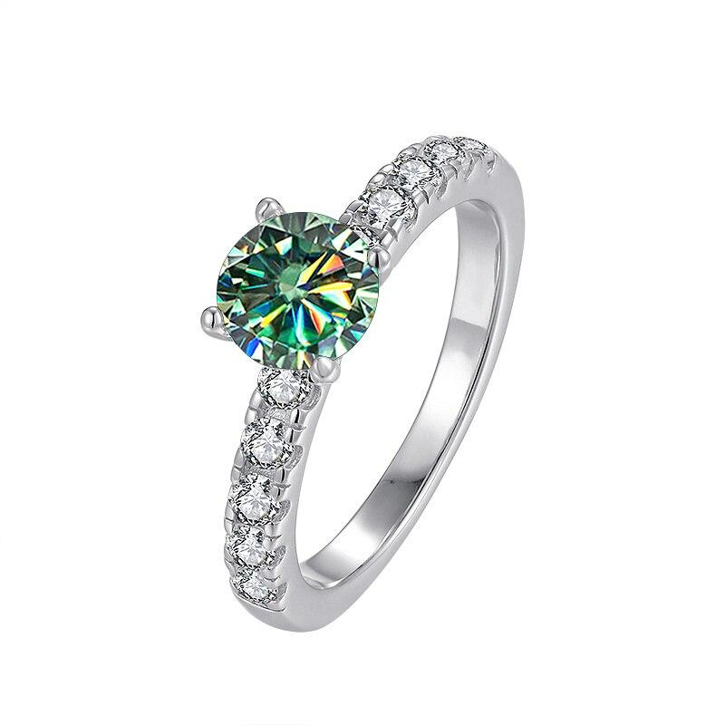 

Bague Ringen 1,0 карата 6,5 мм круглое кольцо из серебра 925 пробы с муассанитом и бриллиантом, испытание пройдено, модная оправа в виде когтей, подарок для женщины и девушки, ювелирные украшения 6 синий/зелёный