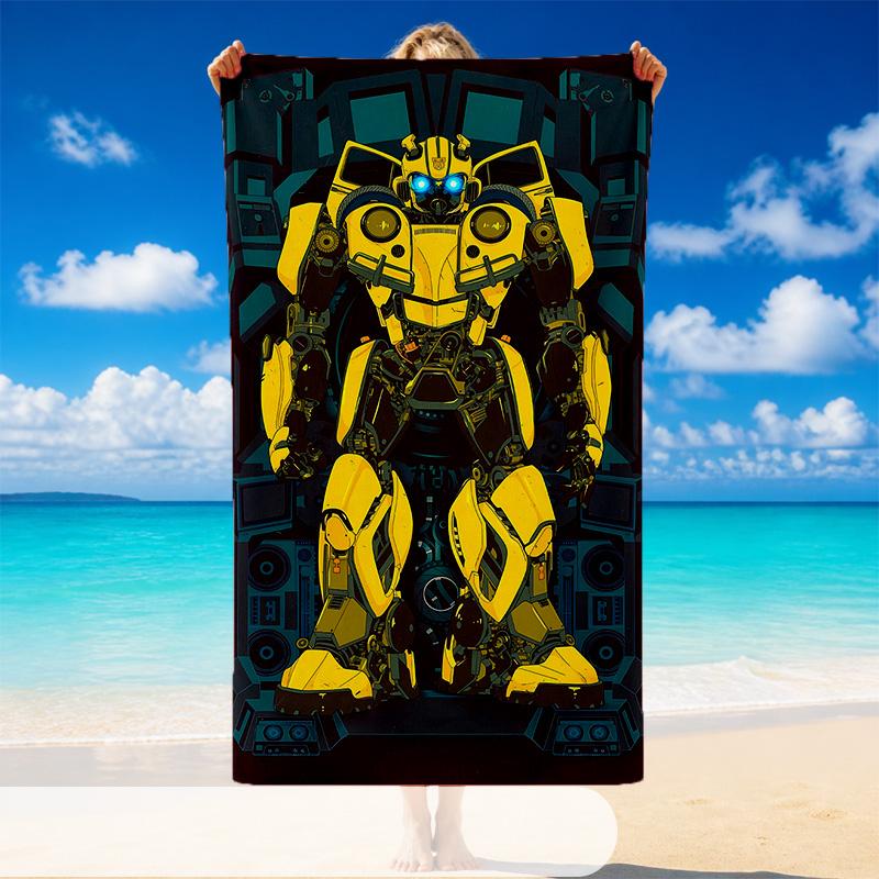 Quick Dry Beach Towel Transformers Pattern, Lightweight Absorbent Towel for Pool Beach Vacation Use