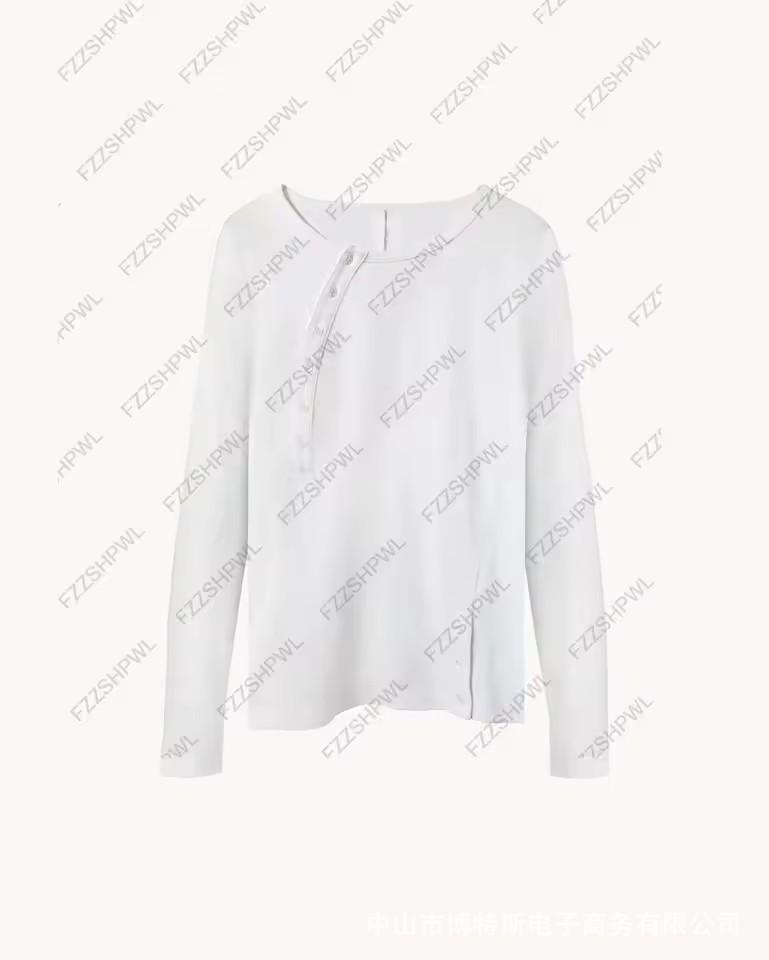 Unisex Casual Slim Long Sleeve T-Shirt with Side Button Design