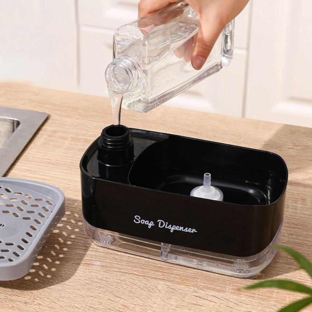 

Plastic Kitchen Soap Dispenser with Sponge Holder Manual Press Soap Box Detergent Dispenser Home білий