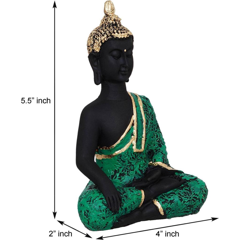 Buddha Statue For Home Living Room Vastu Statue Decorative Showpiece - 13 Cm  (Polyresin, Green)