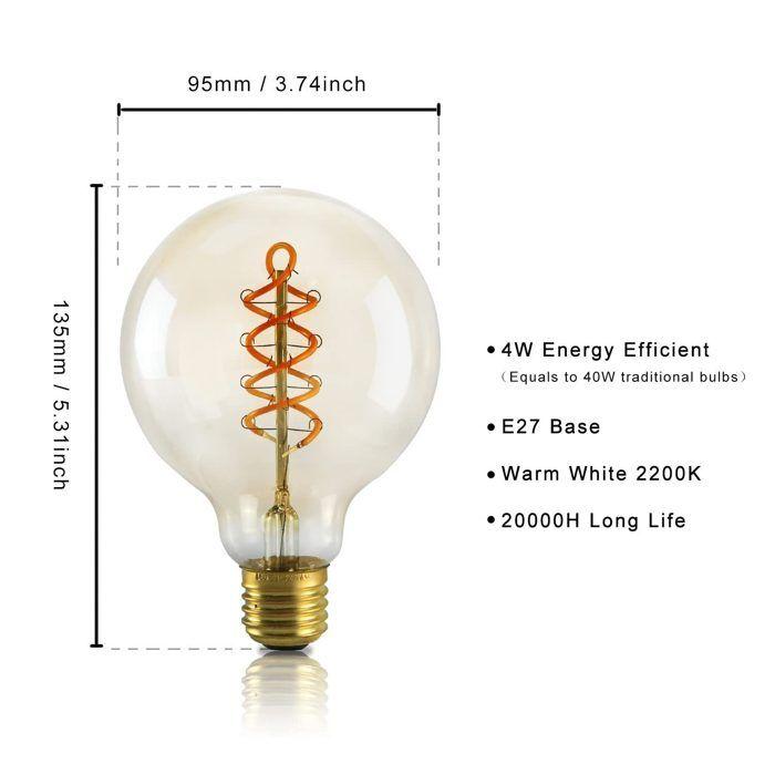 Ampoule LED - NETTLIFE - G95 - E27 - 4W - Blanc chaud 2700K