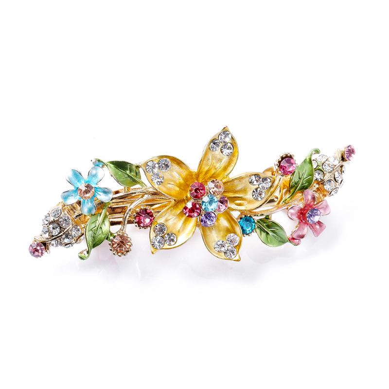 Épingles à cheveux florales rétro peintes à la main pour femmes - Pinces à ressort pour chignons