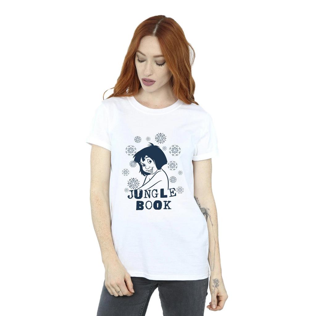 Dschungelbuch Damen/Damen Mowgli Blumen Baumwolle Boyfriend T-Shirt