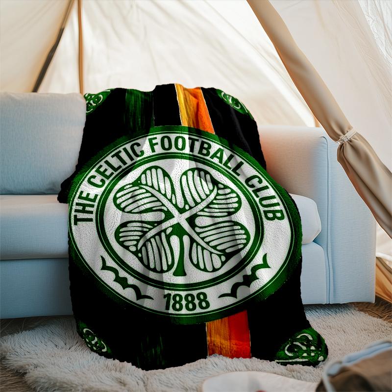 1pz Coperta Morbida in Flanella Stampata con Stemma del Celtic Football Club per Camera da Letto Adulti Soggiorno Divano Campeggio Viaggio Regali per Fan Regali di Natale