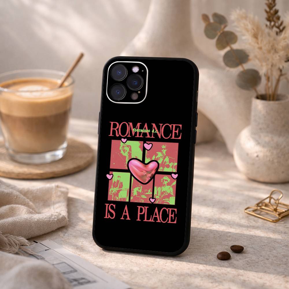 F-Fontaines DC R-Romance Phone Case For iPhone17 16 15 14 13 12 11 Pro Max Plus,5G Soft Black Case iPhone16plus