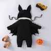 Spring and Autumn New Baby Halloween Bat Round Neck Long Sleeve Jumpsuit