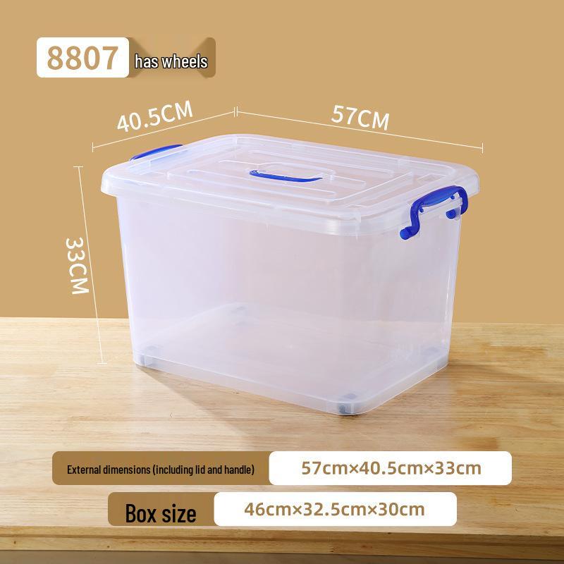 Extra Large Transparent Plastic Storage Box with Wheels for Clothes and Quilts