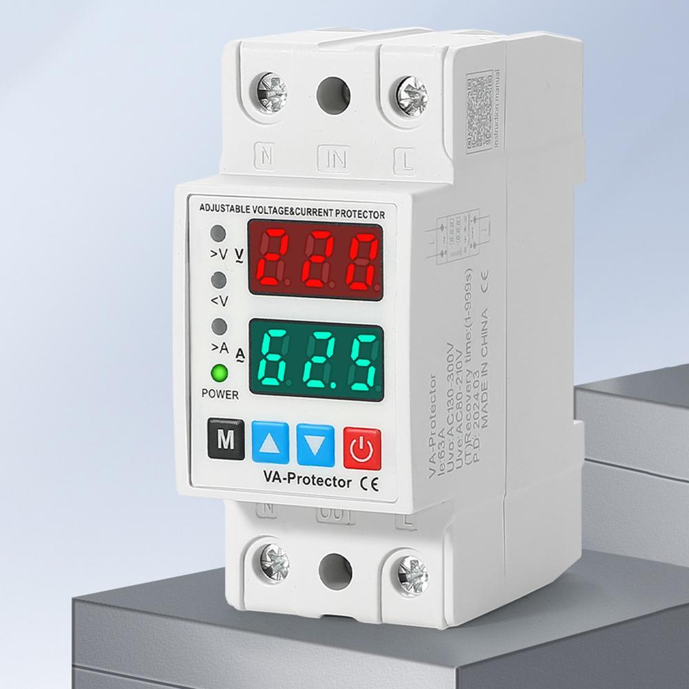 Einstellbarer Überspannungs- und Überstromschutz AC 220V Doppelanzeige Spannungs- und Stromüberwachung mit automatischer Abschaltung
