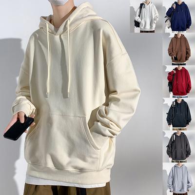 İlkbahar ve Sonbahar Yeni Stil Kapşonlu Bol Sweatshirt Erkek Düz Renk Çok Yönlü Kazak Kapşonlu Üst Ceket