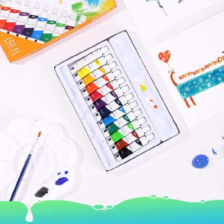 Gouache Pigment Tubes (5ml/Tube) 12 Color Gouache Painting Color Water-Based Paint for Children Student Art Painting