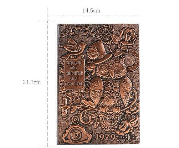 1PC 3D Vintage Embossed Mechanical Owl Journal Diary Notepad A5 Notebook