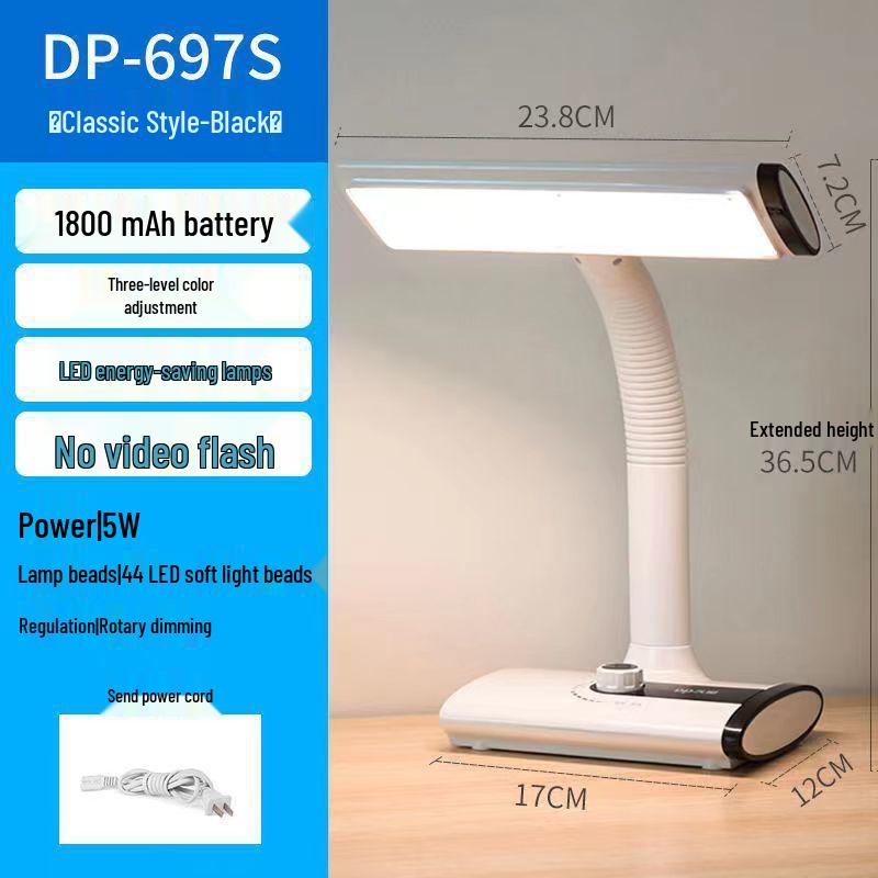Premium Flicker-Free LED Rechargeable Eye-Protection Desk Lamp for Students and Dorms