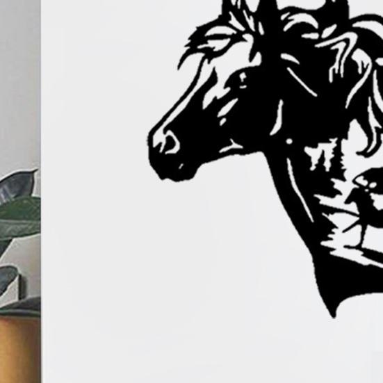 Black Metal Horse Wall Art Rustic Western Equestrian Wall Decor for Home Office Living Room Bedroom Kitchen Outdoor Indoor Decor
