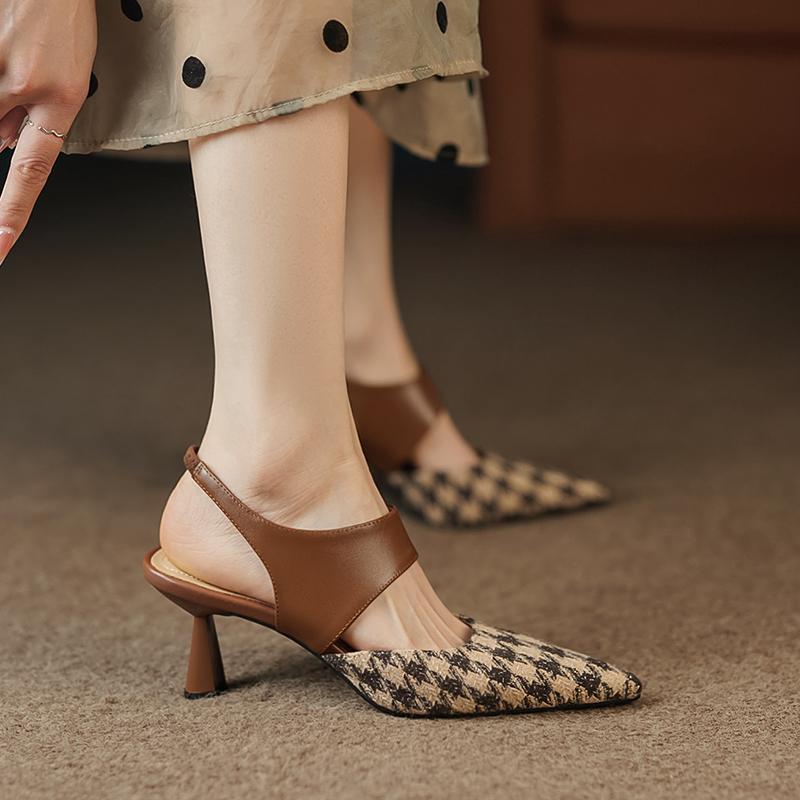 

Мода 2024 Новые летние сандалии Сандалии на тонком каблуке Повседневные французские сандалии-лодочки на высоком каблуке для женщин Zapatos De Mujer Стилет 40 коричневый