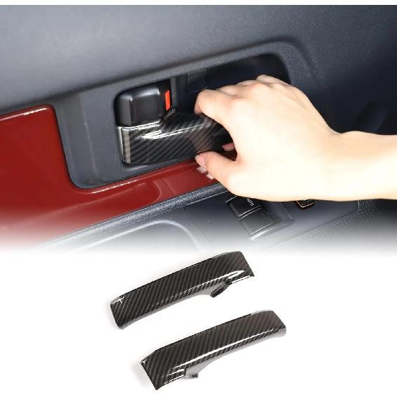 2PCS For Toyota FJ Cruiser 2007 2008- Carbon Fiber Style Interior Door Handle Pull Grab Cover Car Interior Accessories Trim