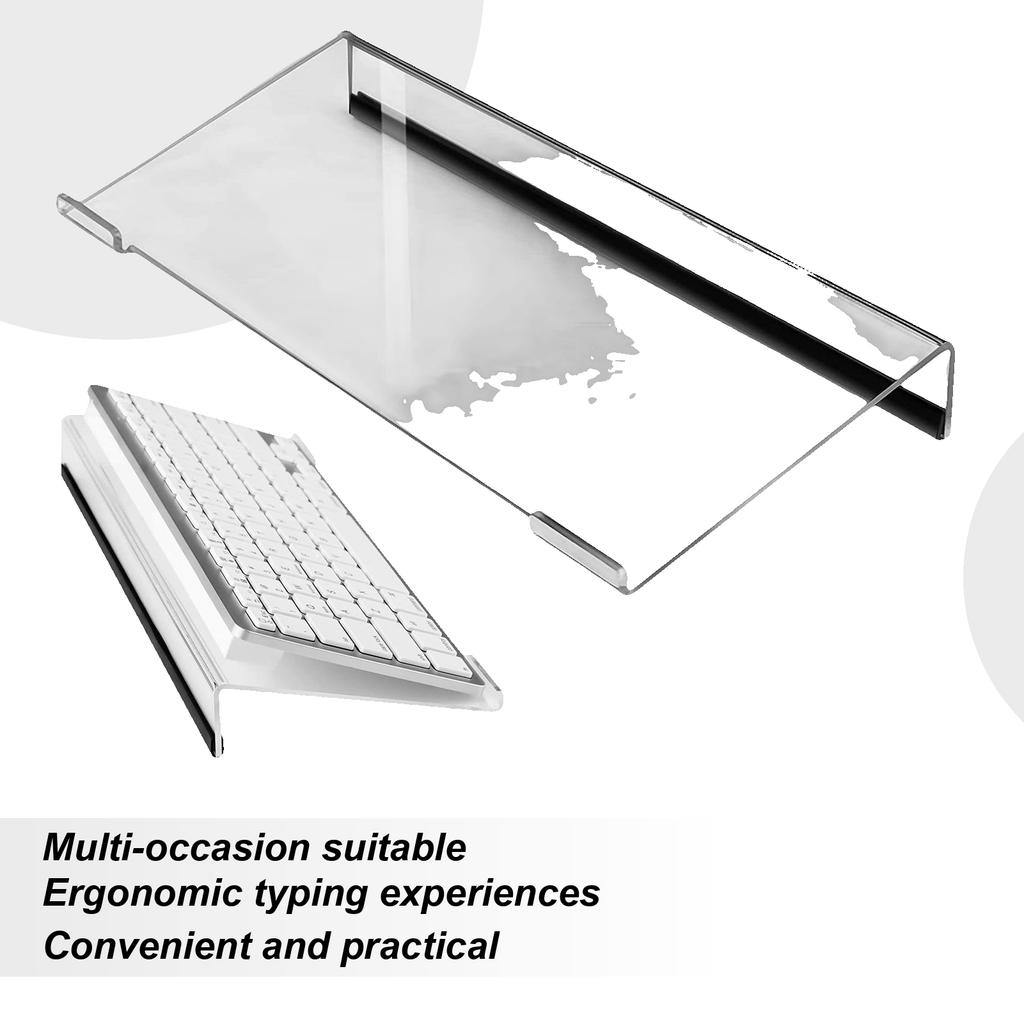 Transparent Acrylic Computer Keyboard Stand 78-Keys Keyboard Riser Lift Tray Non-slip Desktop Keyboard Holder Office Supplies