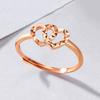 Purple Gold Car Flower Double Peach Heart Ring Plated Rose Gold Heart-Shaped Love Adjustable Tail Ring
