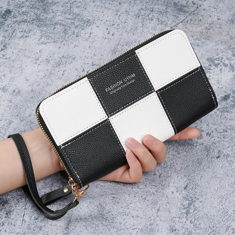 Korean Style Single Zipper Women'S Extra Large Capacity Long Wallet, Patchwork Coin Purse, Phone Bag, Fashionable And Versatile