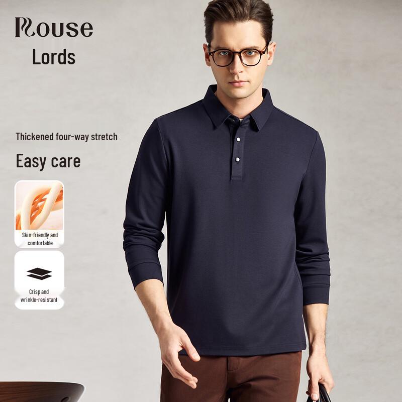 ROZZ Men s Four-Way Stretch Easy-Care Long-Sleeved Polo Shirt 54