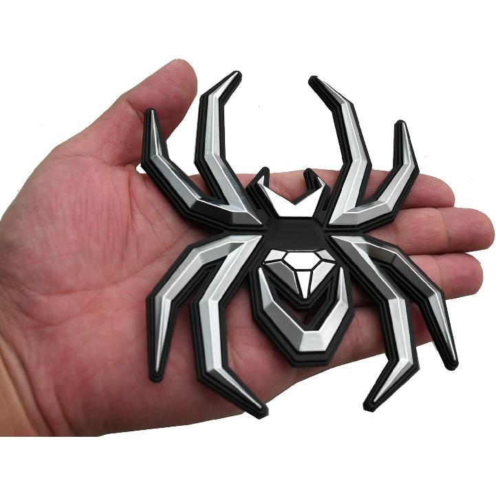 1pc  New Spider Emblems 3D Fender Rear Door Badges Sticker Replacement for F-150 Silverado Sierra RAM Black Widow Edition (Chrome)