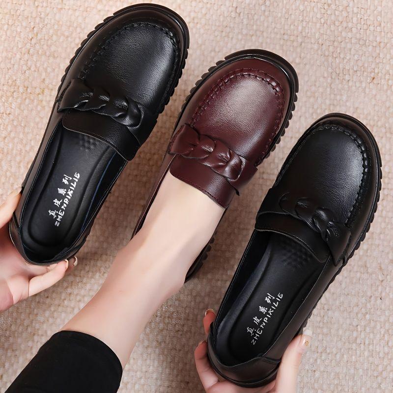 Cheap Spring Autumn New Genuine Leather Shoes Woman Slip On Oxford