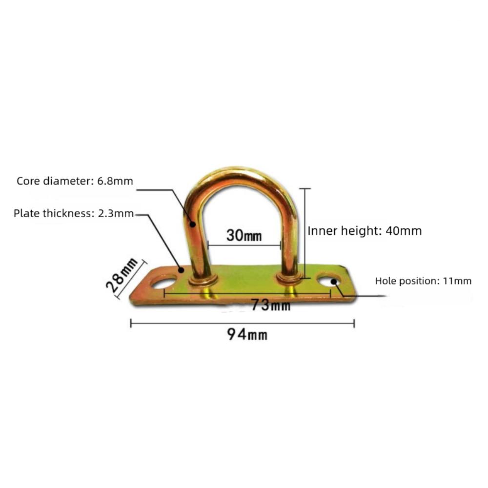 Durable Pad Eye Wall Hook Iron U/J-Shaped Ceiling Mount Hanger Fixed Plate Deck Door Buckle for Fan Lamp