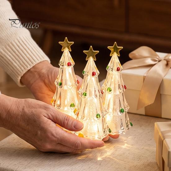 Romantic Ambient Lighting LED Lighted Christmas Tree Tabletop Decoration, Battery Operated Xmas Night Light, Holiday Party Decor Ornament with