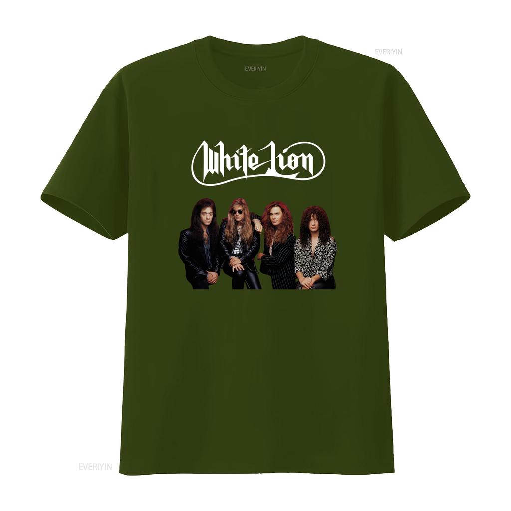 White Lion Band Maglietta Nera da Uomo Stile Rock Tutte le Taglie Disponibili AA597 Vintage Lavata Casual Traspirante Comoda Morbida
