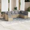 VidaXL Garden Lounge Set with Cushions 9 Pcs Beige Braided Resin 3249908