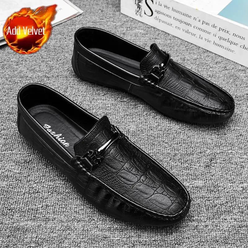 Fashion Male Casual Shoe Light Warm Slip-on Sale Pu Adults Comfortable Social In Promotion Men's Leather Shoes Low Price Shipping Free